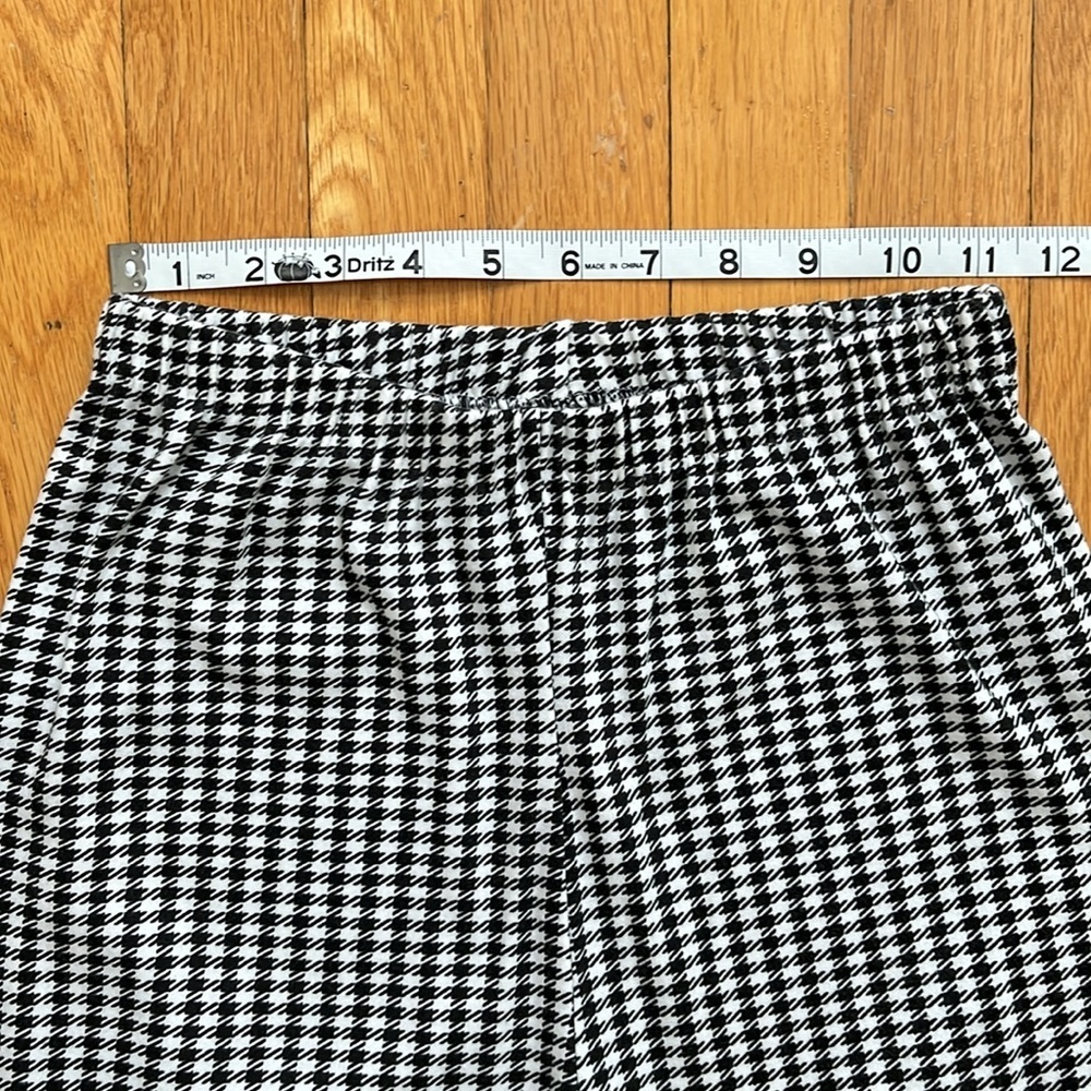80s Vintage Stirrup Leggings Black & White Checker Herringbone Cotton Blend - Picture 5 of 11